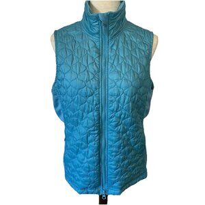 LL Bean Quilted Vest Women’s Sz Large Blue Knit Sides Thinsulate Packable Puffer